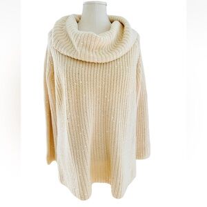 Talbots Turtle Neck Women’s Cable Knit Sequins Sweater Sz LP